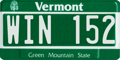 VT license plate WIN152