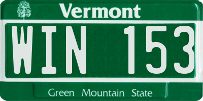 VT license plate WIN153