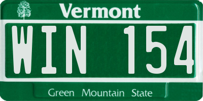 VT license plate WIN154