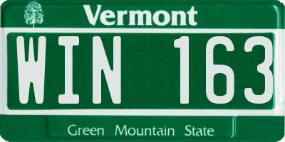 VT license plate WIN163