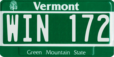 VT license plate WIN172