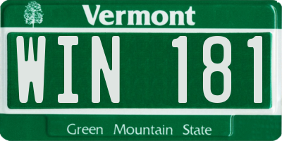VT license plate WIN181