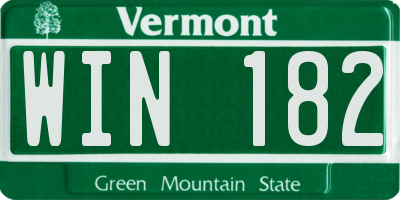 VT license plate WIN182