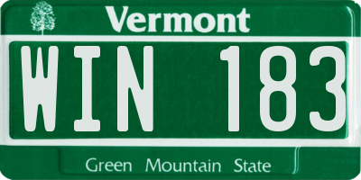 VT license plate WIN183