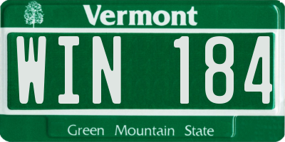 VT license plate WIN184