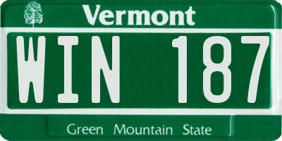 VT license plate WIN187