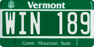 VT license plate WIN189