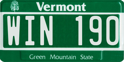 VT license plate WIN190