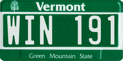 VT license plate WIN191