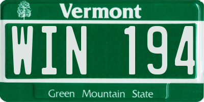 VT license plate WIN194