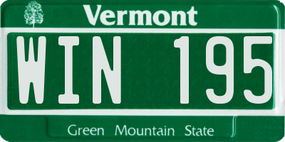 VT license plate WIN195