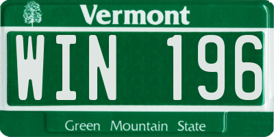 VT license plate WIN196