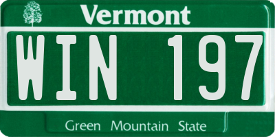 VT license plate WIN197