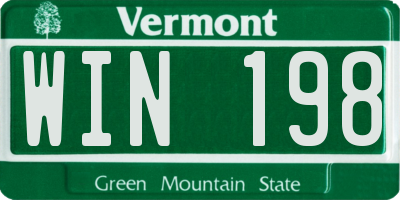 VT license plate WIN198