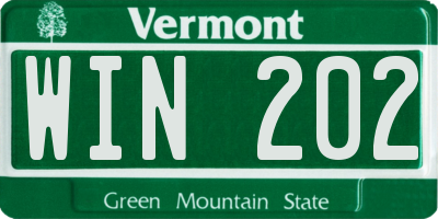 VT license plate WIN202
