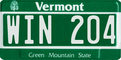 VT license plate WIN204