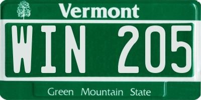 VT license plate WIN205