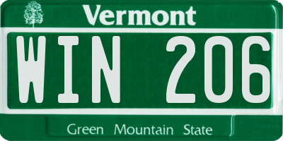 VT license plate WIN206