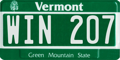 VT license plate WIN207