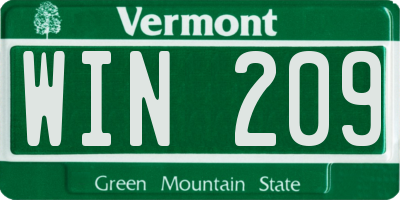 VT license plate WIN209