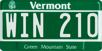 VT license plate WIN210