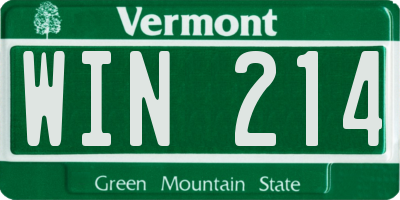 VT license plate WIN214