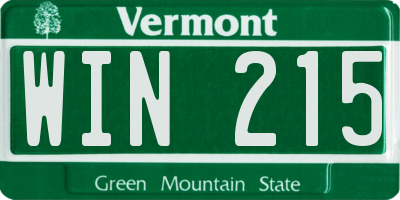 VT license plate WIN215