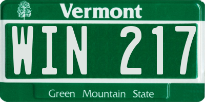 VT license plate WIN217