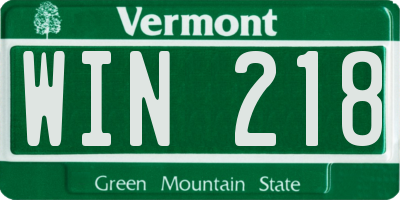 VT license plate WIN218