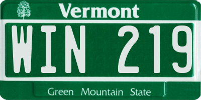 VT license plate WIN219