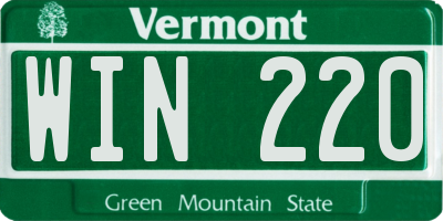 VT license plate WIN220