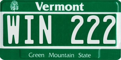 VT license plate WIN222