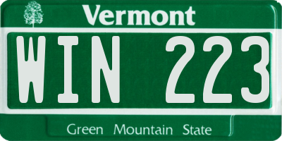 VT license plate WIN223
