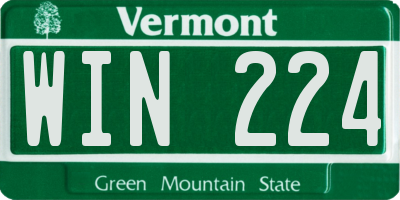 VT license plate WIN224