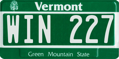VT license plate WIN227