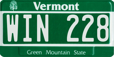 VT license plate WIN228