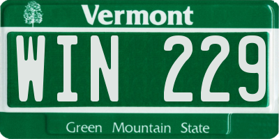 VT license plate WIN229