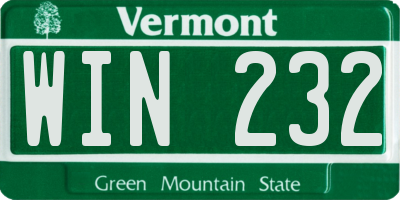 VT license plate WIN232