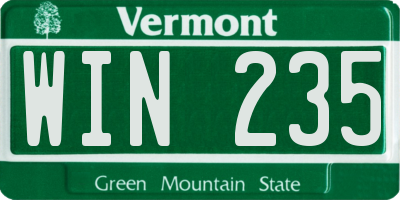 VT license plate WIN235