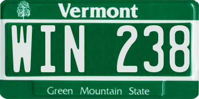VT license plate WIN238