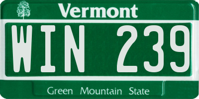 VT license plate WIN239