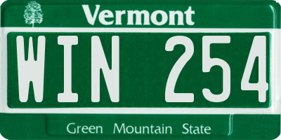 VT license plate WIN254