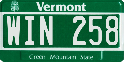 VT license plate WIN258