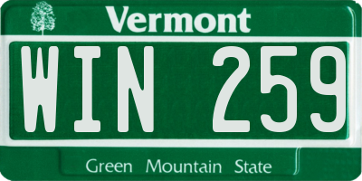 VT license plate WIN259