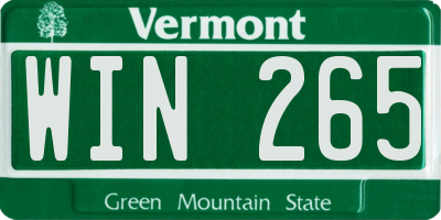 VT license plate WIN265