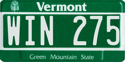 VT license plate WIN275