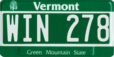 VT license plate WIN278