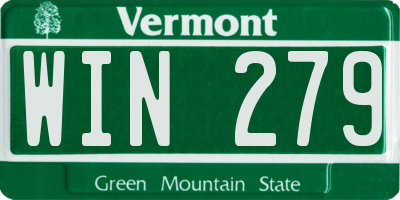 VT license plate WIN279