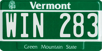 VT license plate WIN283
