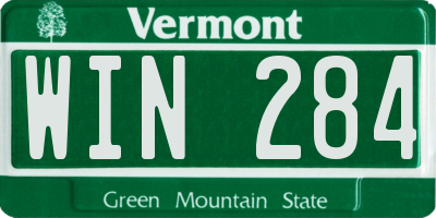 VT license plate WIN284